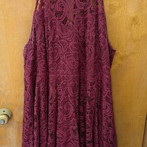 Torrid Wine Sparkle Mini Halter Lace Dress for Wedding Guest
